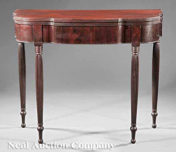 Appraisal: A Good American Federal Figured Mahogany Games Table early th