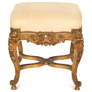 Appraisal: An Italian Carved Giltwood Stool th Century Height x width