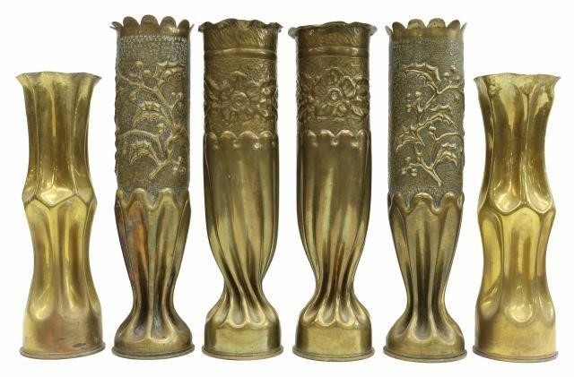 Appraisal: lot of French WWI-era trench art vases fashioned from artillery