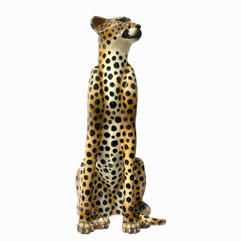 Appraisal: Wood Jaguar Sculpture Wood polychrome sculpture Good condition no apparent