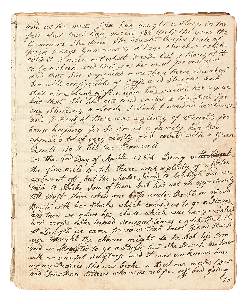 Appraisal: WHALING Cresse Lewis Manuscript journal of an early Cape May