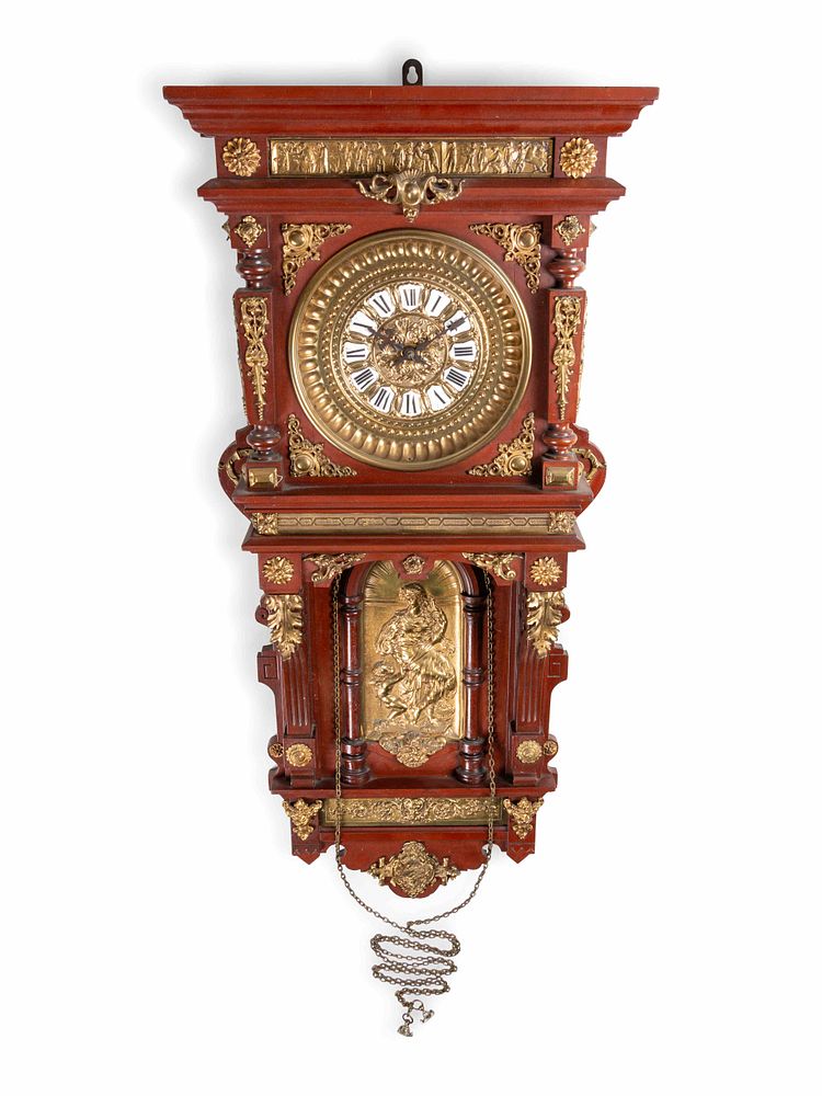 Appraisal: An Ansonia Hanging Antique Gilt Metal Mounted Wall Clock An