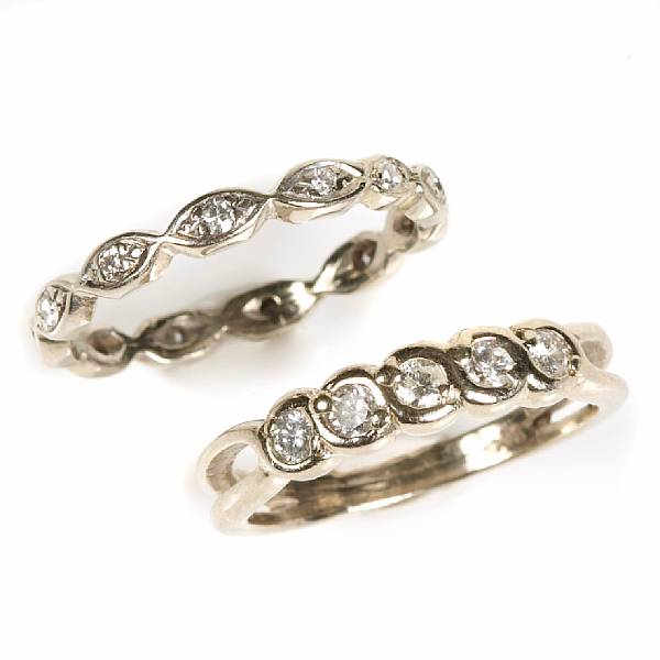 Appraisal: A set of two diamond and white gold bands grs