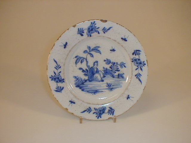 Appraisal: A mid thC English Delft plate painted in blue with