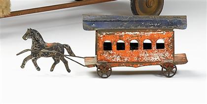 Appraisal: Painted tin horse drawn trolley george brown connecticut th century