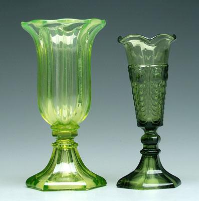 Appraisal: Two th century green vases one Bullseye and Drape clear