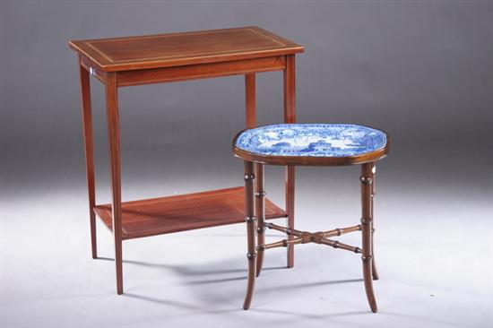 Appraisal: TWO ENGLISH GEORGIAN STYLE OCCASIONAL TABLES late th century and