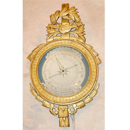 Appraisal: Louis XVI Gilt-Wood Barometer Estimate -