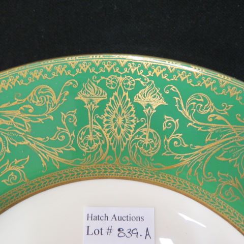 Appraisal: Royal Worcester Fine China Plates elaborate gold on green border