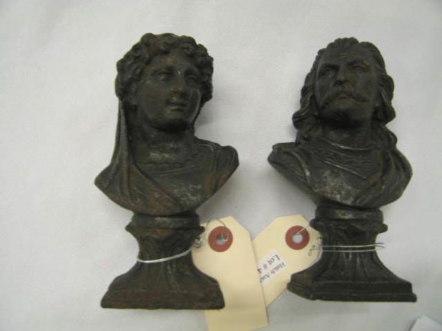 Appraisal: Victorian Figural Cast Iron Busts man woman