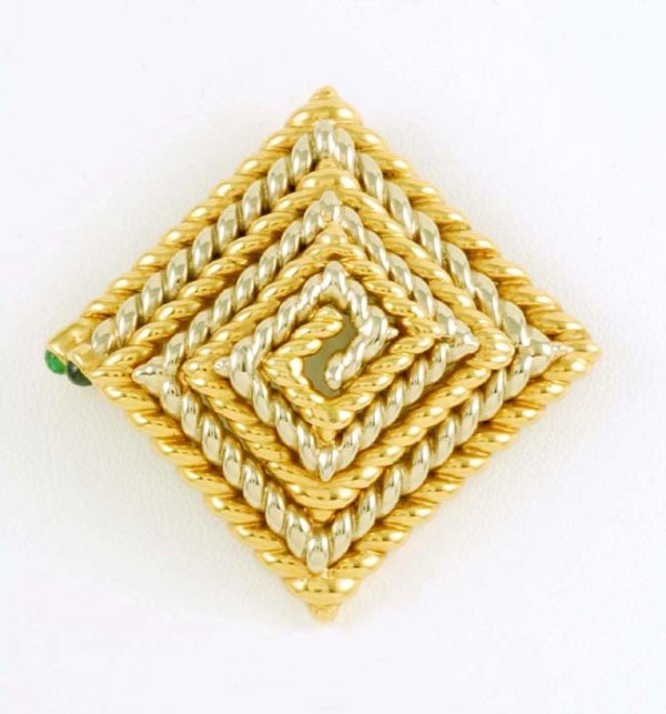 Appraisal: Tiffany brooch in marked K white and yellow gold Alternating