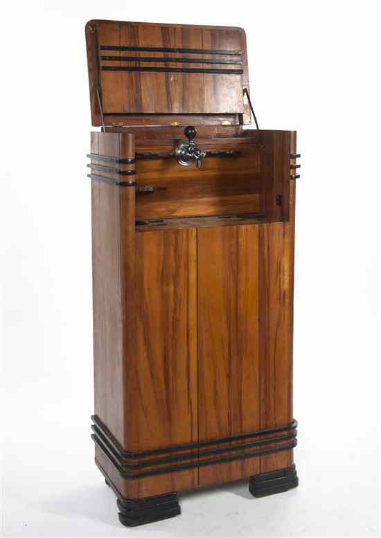 Appraisal: An Art Deco Cherry Veneered Bar Cabinet having a retractable