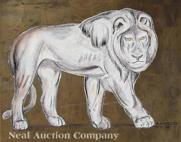 Appraisal: A Pair of Decorative Works on Paper including Le Lion