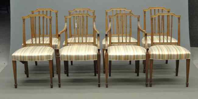 Appraisal: Set of eight two arms Hepplewhite style chairs '' Seat