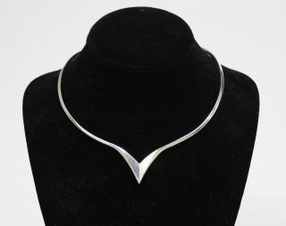 Appraisal: Modernist Sterling Silver Torque Choker Necklace Marked near end with