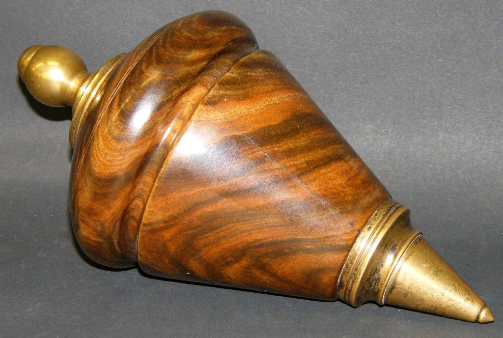 Appraisal: Interesting lignum vitae and brass mounted plumb bob possibly for