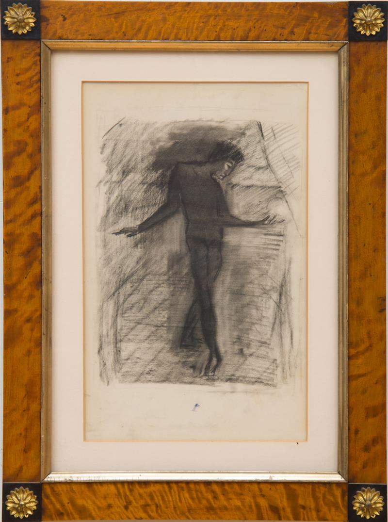 Appraisal: NICOLAS DE STA L - TUDE DE DANSEUR Black crayon