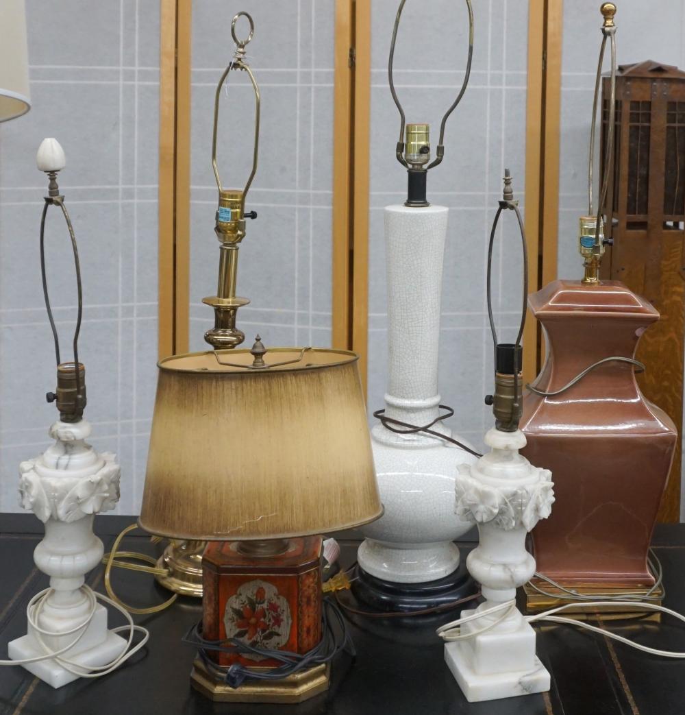 Appraisal: Collection of Six Assorted Table Lamps Including a pair of