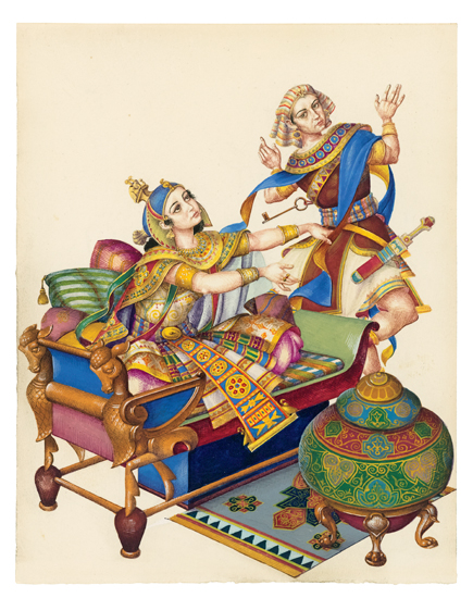 Appraisal: ARTHUR SZYK Joseph and Potiphar's Wife Gouache and ink on