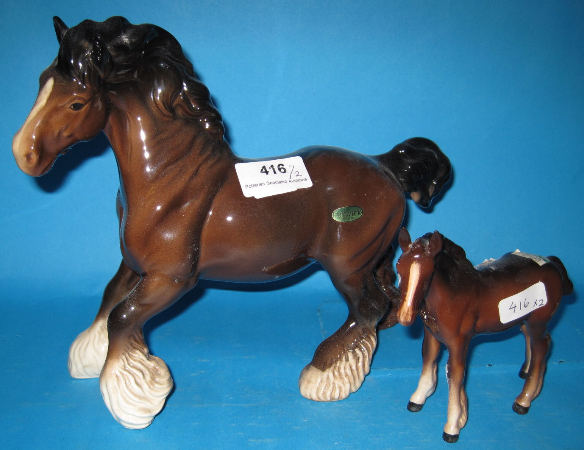 Appraisal: Beswick Cantering Shire And Beswick Shire Foal Both Brown Gloss