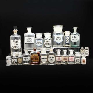 Appraisal: An Assortment of Glass Apothecary Bottles th century over most