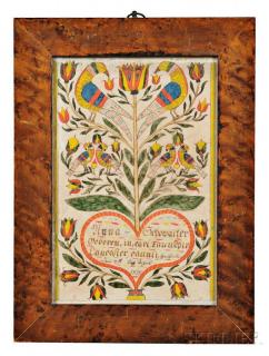 Appraisal: Watercolor Birth Fraktur for Anna Showalter Earl Township Lancaster County