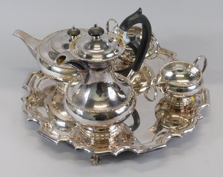 Appraisal: A silver plated four piece tea service by Mappin Webb