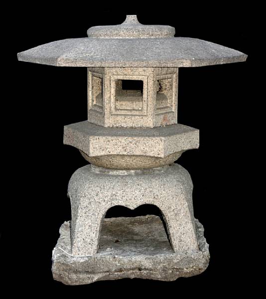 Appraisal: A Japanese three-piece carved stone garden lantern height in