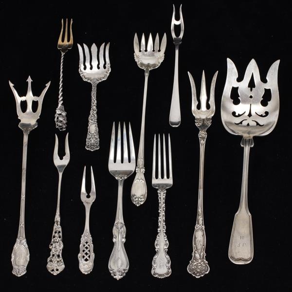 Appraisal: Group of sterling silver serving forks Frank M Whiting Co