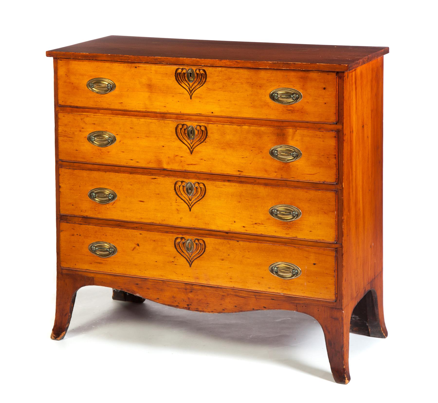 Appraisal: NEW ENGLAND COUNTRY HEPPLEWHITE CHEST OF DRAWERS Ca - pine