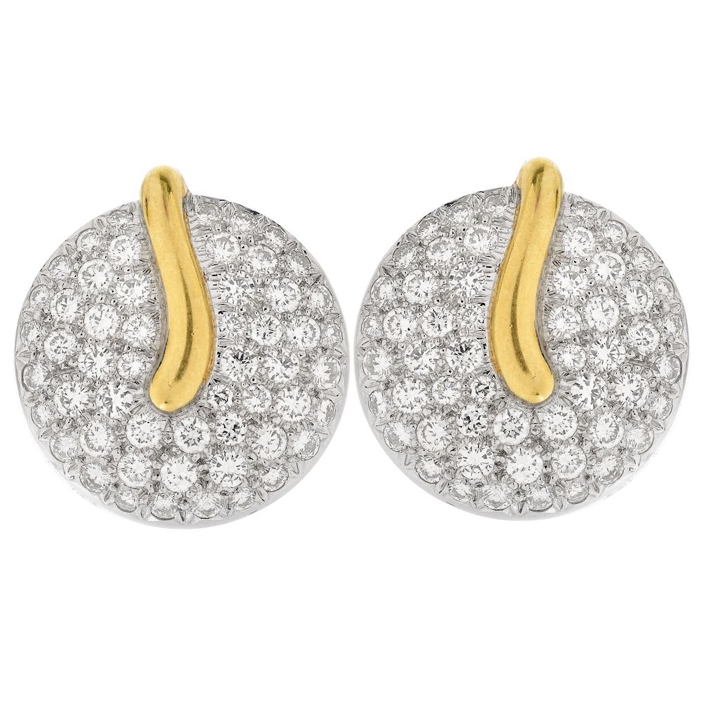 Appraisal: Garavelli Diamond Earrings Vintage Italian Garavelli Approx Carat Pave Set