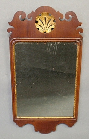 Appraisal: - English Chippendale mirror with carved crest and ears h