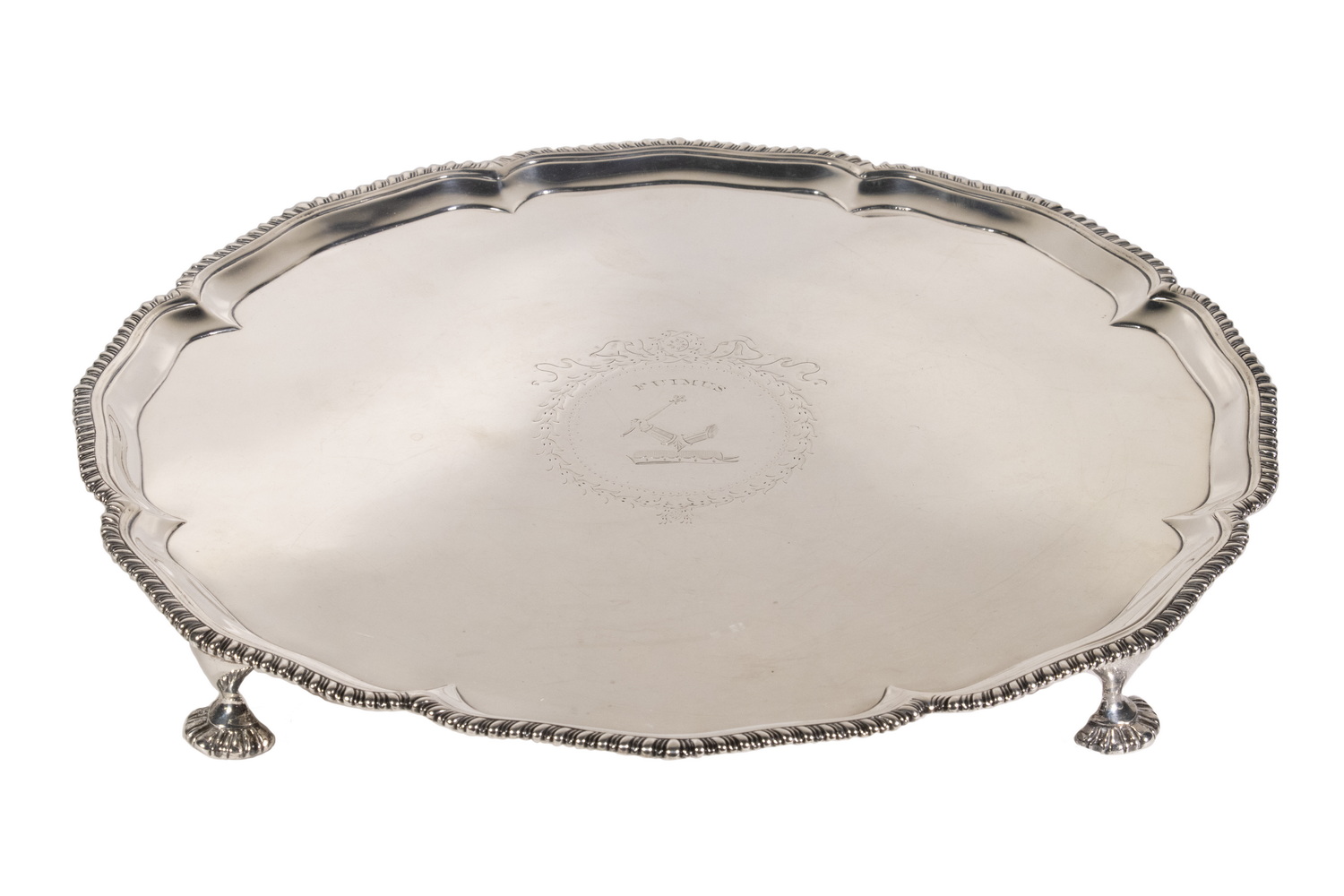 Appraisal: GEORGE III PERIOD SILVER SALVER English Sterling Silver Footed Tray