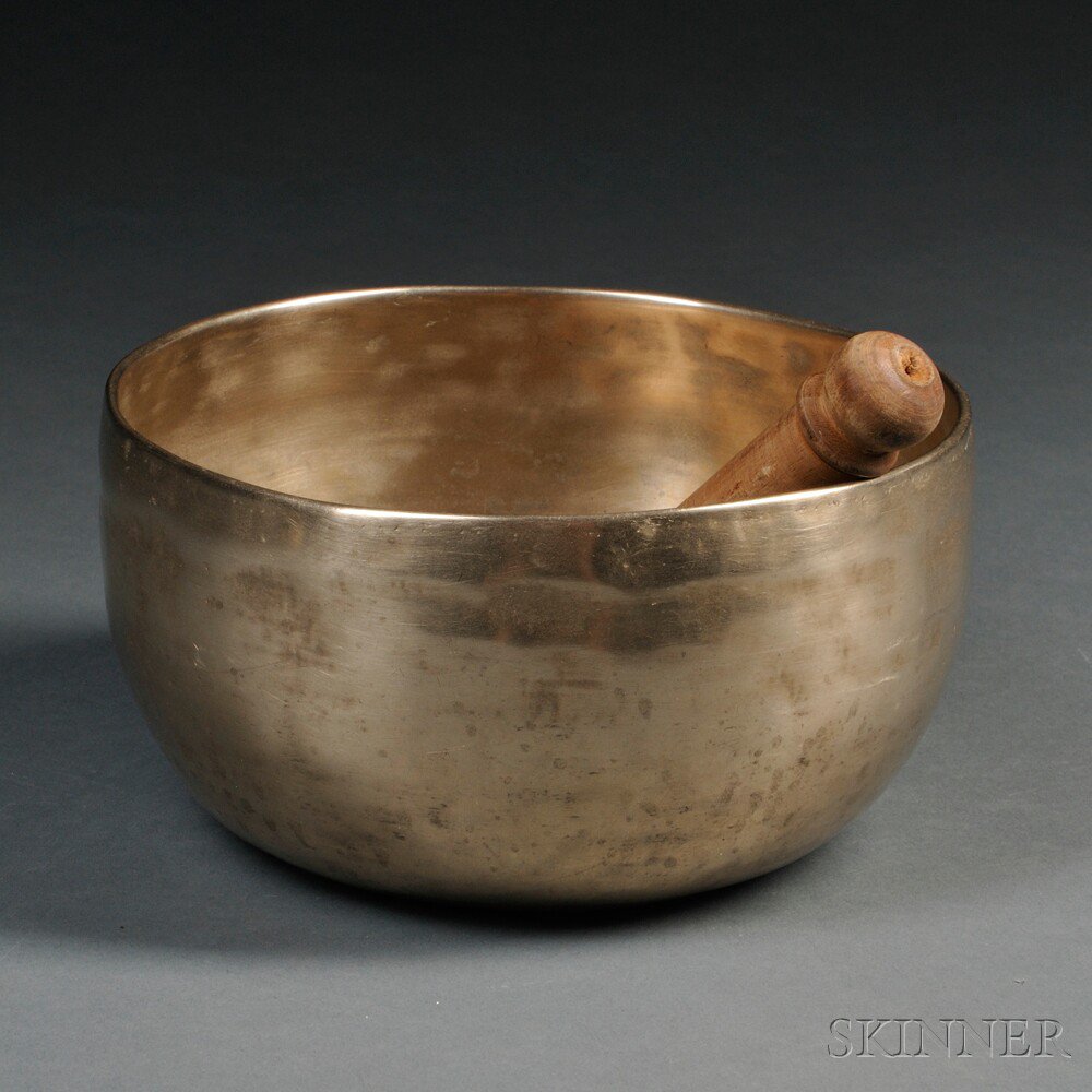 Appraisal: Himalayan Singing Bowl contemporary typical form with wood mallet dia