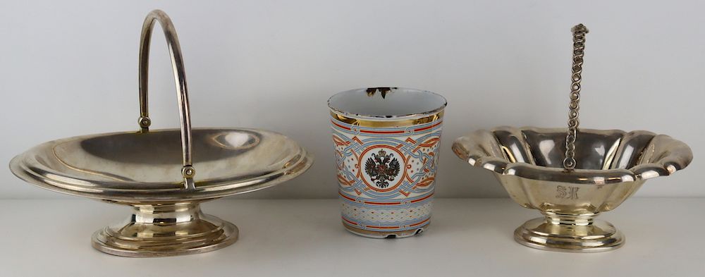 Appraisal: SILVER Assorted Grouping of Russian Objects Includes a Russian enamel