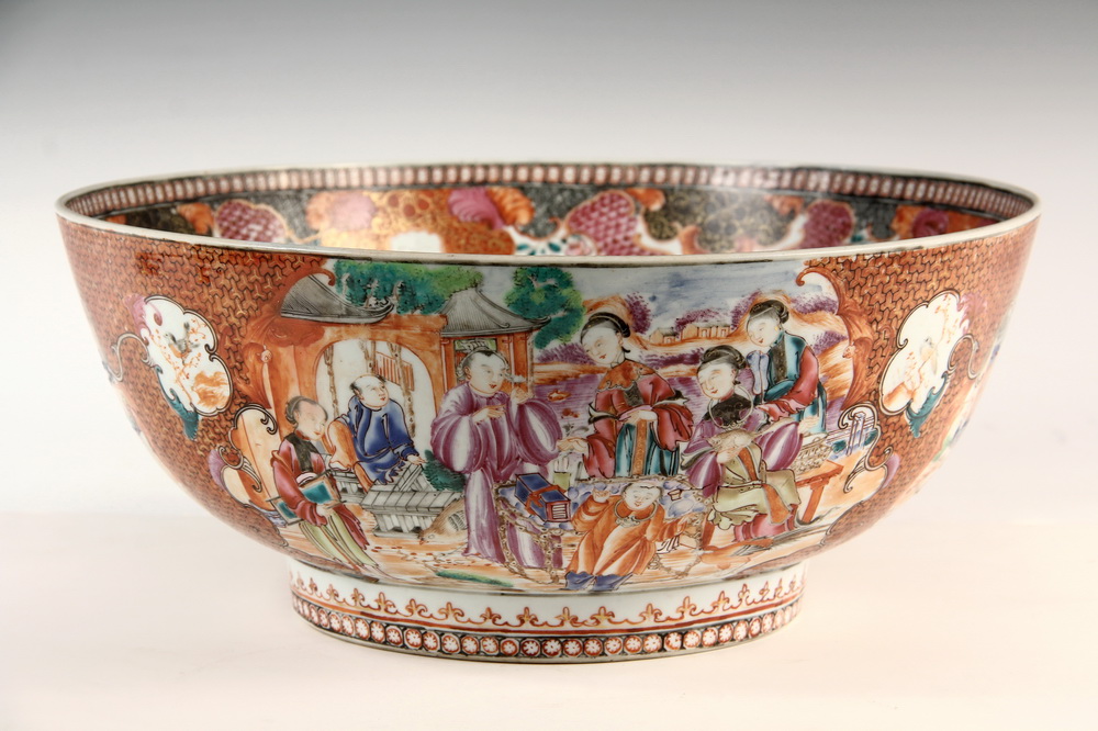 Appraisal: CHINESE EXPORT PUNCH BOWL - Late th c Famille Rose