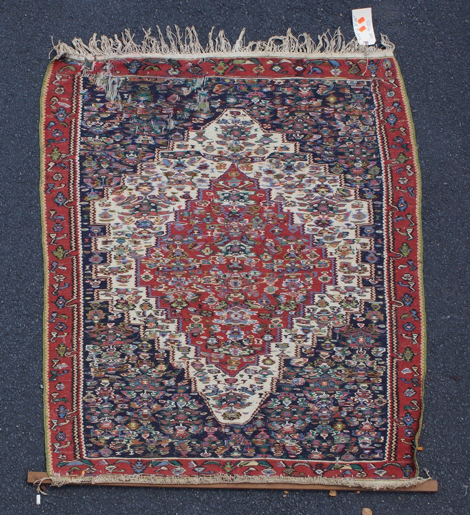 Appraisal: Kilim carpet considerable damage x