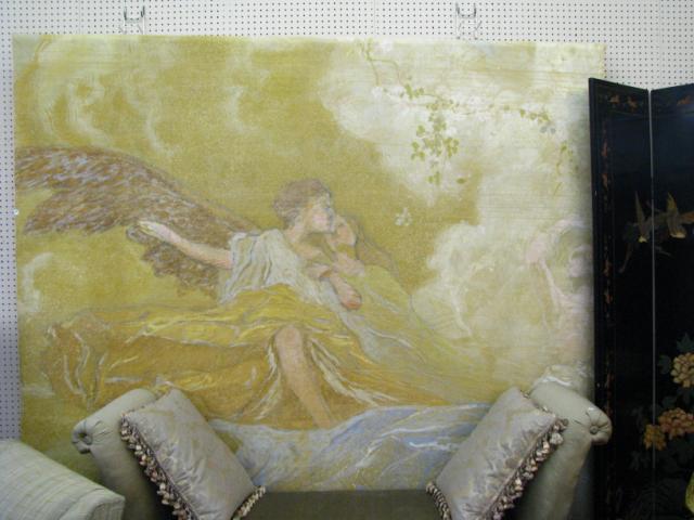 Appraisal: Custom scenic-painted fabric backdrop approximately 'x ' depicting angels and