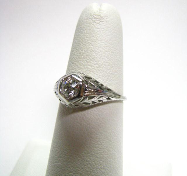 Appraisal: Lady's vintage white gold diamond ring with ct center stone