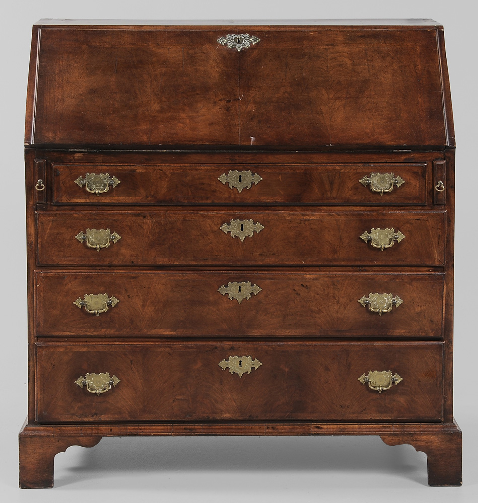 Appraisal: George I Burl Walnut-Veneered Desk British th century with restorations