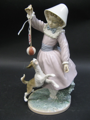 Appraisal: LLADRO GLAZED PORCELAIN FIGURAL GROUP Girl Dog and Ball of