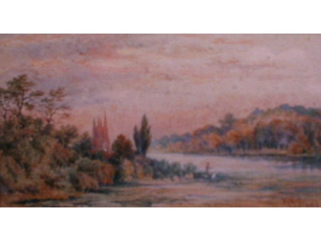 Appraisal: E A Heffer Evening riverscape a figure and dog by