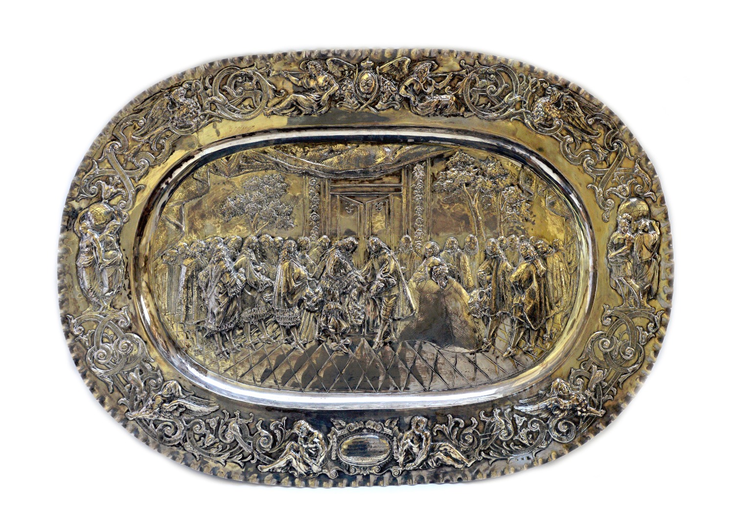 Appraisal: A German large oval wall plaque depicting the meeting of