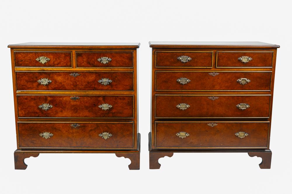 Appraisal: PAIR OF GEORGIAN STYLE CHESTS OF DRAWERSwith manufacturer's tag Yorkshire