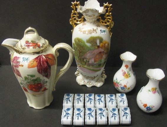 Appraisal: A GROUP OF CONTINENTAL PORCELAINS including a Victoria Austrian garniture