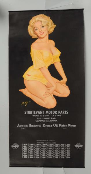 Appraisal: 's Pinup Girl Calendar Sturtevant Motor Parts Retains its original