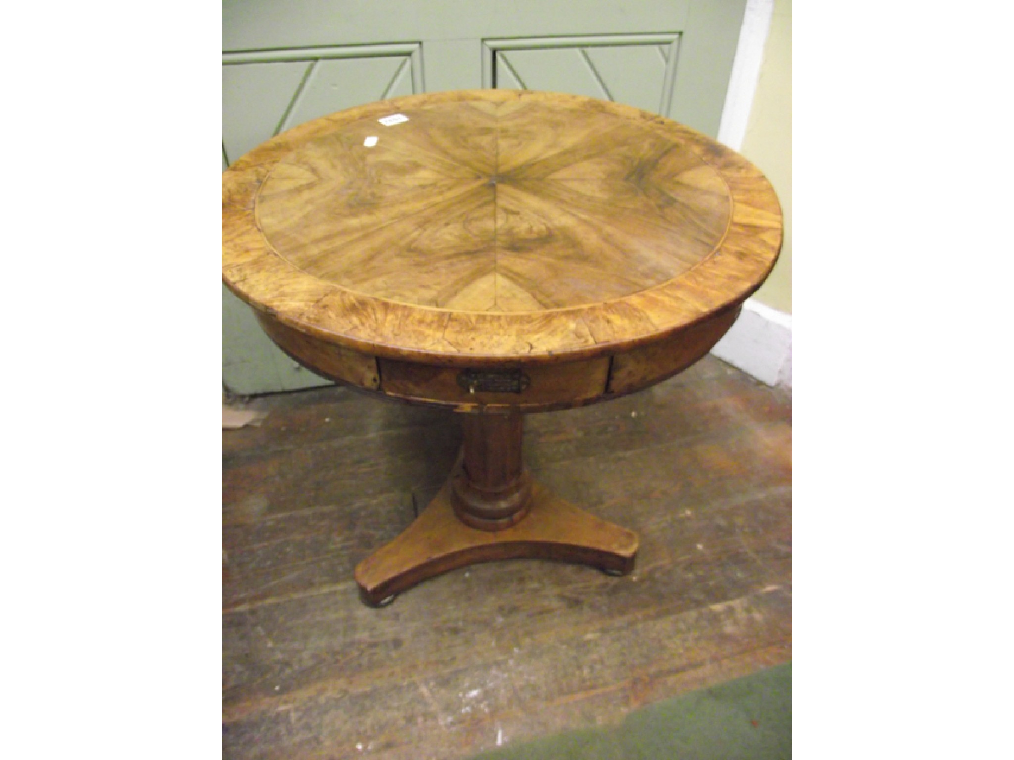 Appraisal: A small mid th century walnut and figured walnut occasional