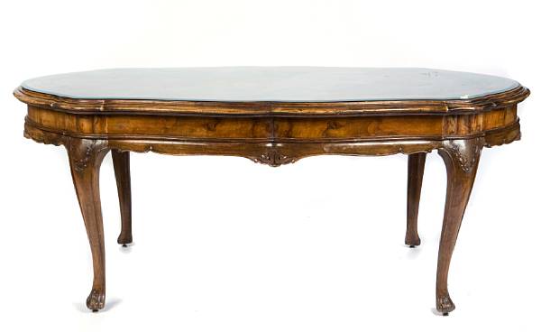 Appraisal: A Rococo style walnut dining table height in width in