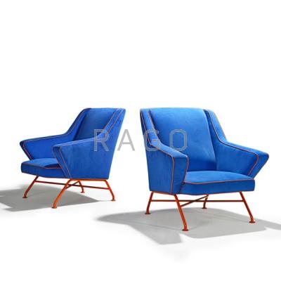 Appraisal: GENEVIEVE DANGLES CHRISTIAN DEFRANCE Pair of lounge chairs France s