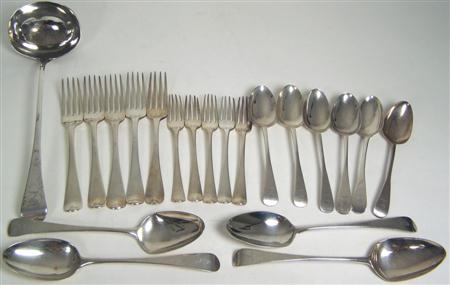 Appraisal: A part canteen of Old English pattern flatware various dates